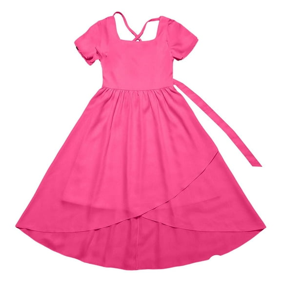 Afdoent Girls Fashion Dresses Solid Color Long Dress With With Ruffled Edges For Girls 9-10 Years