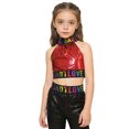 thumbnail image 1 of Afdoent Girls Glitter Letter Crop Top Off Shoulder Sleeveless Performance Shirt For Dance Party And Stage Wear 3-4 Years, 1 of 4