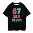 thumbnail image 1 of Afdoent Girls Graphic Printed 67 Funny Number Short Sleeve T Shirt Casual Comfortable Blended Tee For Everyday Play And School Outfits 3-4 Years, 1 of 4