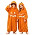 thumbnail image 1 of Afdoent Girls Halloween Pumpkin Jumpsuit Thick Winter Cozy Pajama Jumpsuit Fall Winter Loungewear Comfortable Kids Holiday Sleepwear 12-15 Years, 1 of 4