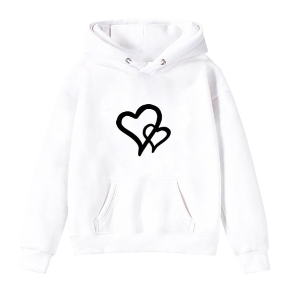 Afdoent Girls Hooded Graphic Printed Top Long Sleeve Pullover Shirt Cute Casual Crewneck Sweatshirt With Designs For Play And School Wear Everyday Outfits 9-10 Years