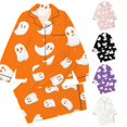thumbnail image 1 of Afdoent Girls Pajamas Set Halloween Ghost Print Sleepwear Soft Long Sleeve Button-Down Sleepwear Nightwear 2Pcs Pajama Sets Loungewear Comfortable For Kids Holiday 7-8 Years, 1 of 5