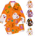 thumbnail image 1 of Afdoent Girls Pajamas Set Halloween Pumpkin Ghost Print Sleepwear Soft Long Sleeve Button-Down Sleepwear Nightwear 2Pcs Pajama Sets Loungewear Comfortable For Kids Holiday 13-14 Years, 1 of 5
