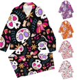 thumbnail image 1 of Afdoent Girls Pajamas Set Halloween Skeleton Print Sleepwear Long Sleeve Jammies Button-Down Nightwear Loungewear Comfortable For Kids Holiday 13-14 Years, 1 of 5