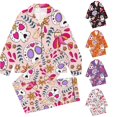 thumbnail image 1 of Afdoent Girls Pajamas Set Halloween Skeleton Print Sleepwear Long Sleeve Jammies Button-Down Nightwear Loungewear Comfortable For Kids Holiday 5-6 Years, 1 of 5