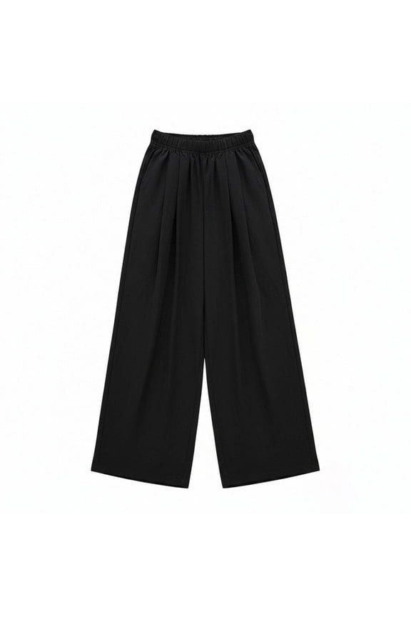 Girls Pants Loose Fit Wide Leg Pants For Girls Soft Crinkle Ice Silk Trousers Casual Bottoms Casual Wear