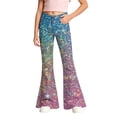 thumbnail image 1 of Afdoent Girls Pants Sequin Flare Pants High Waist Bell Bottoms Performance Dance Pants for Kids Party Daily Wear 13-14 Years, 1 of 4