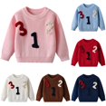 thumbnail image 1 of Afdoent Girls Sweaters Embroidered Soft Knit Sweater Kids Fall Pullover Sweaters Top Birthday Daily Wear 1-2 Years, 1 of 8