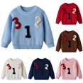 thumbnail image 1 of Afdoent Girls Sweaters Embroidered Soft Knit Sweater Kids Fall Pullover Sweaters Top Birthday Daily Wear 6-9 Months, 1 of 8