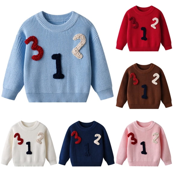Afdoent Girls Sweaters Embroidered Soft Knit Sweater Kids Fall Pullover Sweaters Top Birthday Daily Wear 6-9 Months