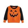 thumbnail image 1 of Afdoent Girls Sweaters Halloween Cute Print Sweater Fall Winter Knitted Top Crewneck Long Sleeve Color Block Pullover for Kids 6-7 Years, 1 of 7