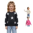 thumbnail image 1 of Afdoent Girls Sweaters Star Pattern Knitted Sweater Cozy Casual Crewneck Pullover for Kids 10-12 Years, 1 of 6