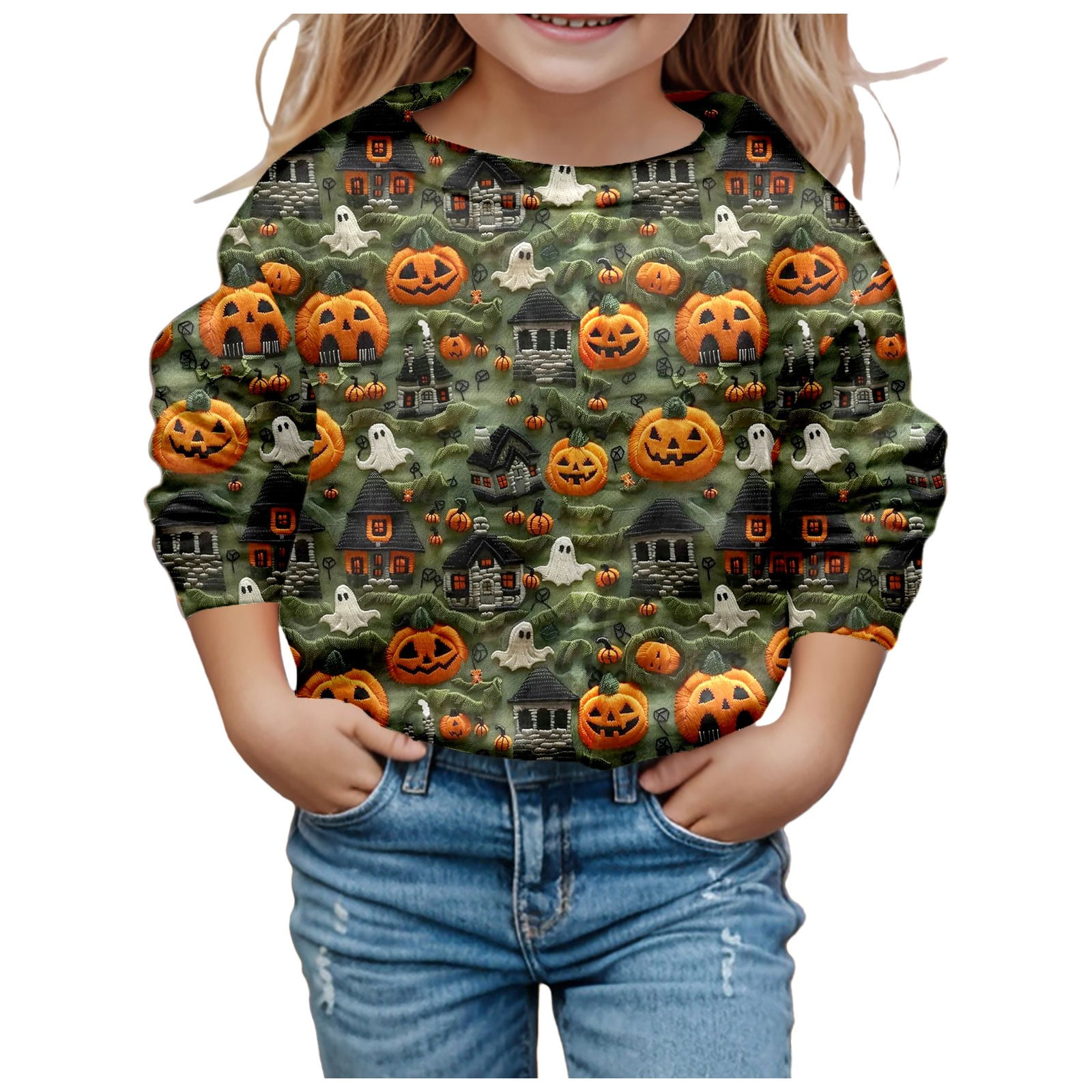 Afdoent Girls Sweatshirt Halloween Children Girl Fashion Cute Printed