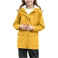 thumbnail image 1 of Afdoent Girls Winter Jacket Girls All Weather Lined Raincoat Windbreaker Hooded Jacket For Outdoor Hiking Camping Winter Warm Thermal Windproof Softshell Coat 7-8 Years, 1 of 8