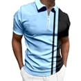 thumbnail image 1 of Afdoent Golf Polo Shirts For Men Leisure Fashion Striped Color Block Short Sleeve Shirt Top Classic, 1 of 1