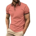 thumbnail image 1 of Afdoent Golf Polo Shirts For Men Leisure Ribbed Lapel Button Business Color Block Polo Shirt For Men Classic, 1 of 6