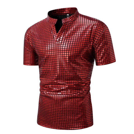 Afdoent Golf Polo Shirts For Men Short Sleeve Shiny Shirt For Party Formal Wear Elegant Dress Shirt Classic Sport Shirts