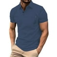 thumbnail image 1 of Afdoent Golf Polo Shirts For Men Solid Color Versatile Male Leisure Loose Collar Button Open Collar Ribbed Sports Short Sleeve Shirt Classic, 1 of 6