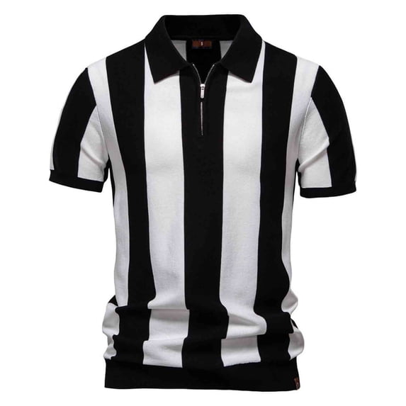 Afdoent Golf Polo Shirts For Men Stripe Print Short Sleeve Polo Shirt Top Leisure Fashion Vacation Classic