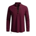 thumbnail image 1 of Afdoent Golf Polo Shirts For Men 2025 Male Long Sleeve Beach Shirt With Stand Collar Lightweight Linen Blend Leisure Shirt For Summer Outdoor Boho Style Classic Sport Shirts, 1 of 6