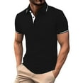 thumbnail image 1 of Afdoent Golf Polo Shirts For Men Solid Color Versatile Male Leisure Loose Collar Button Open Collar Ribbed Sports Short Sleeve Shirt Classic Sport Shirts, 1 of 6