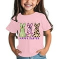 thumbnail image 1 of Afdoent Happy Easter Tshirt Girls Short Sleeve T Shirt Easter Bunny Letter Printing Crew Neck T Shirt Summer New Children's Clothing For 18-24 Months, 1 of 3