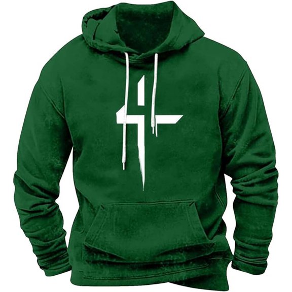 Afdoent Hoodies For Men Front Fashion Print Sportswear Plus Size Hoodie Top Retro Streetwear