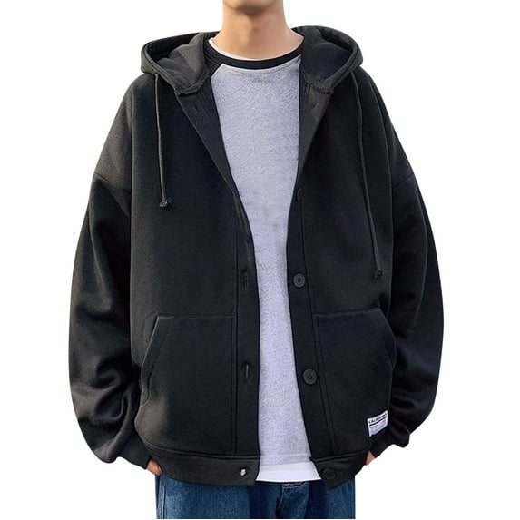 Afdoent Hoodies For Men Hooded Oversize Loose Cardigan Sweatshirt Fall Winter Vintage Clothes Winter Warm Pullover