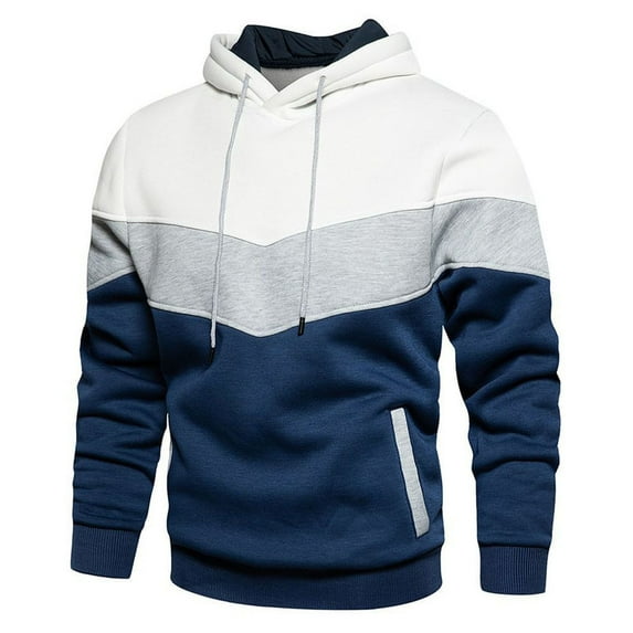 Afdoent Hoodies For Men Male Color Blocked Loose Casual Jacket With Side Seam Pockets And Hooded Sweatshirt Streetwear