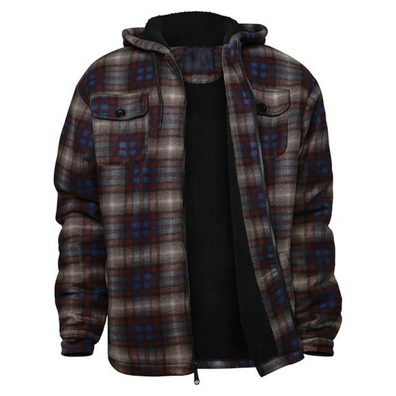 Afdoent Hoodies For Men Plaid Pattern Hooded Sweatshirt Winter Warm Pullover Outerwear Casual Soft Comfortable Fit Streetwear