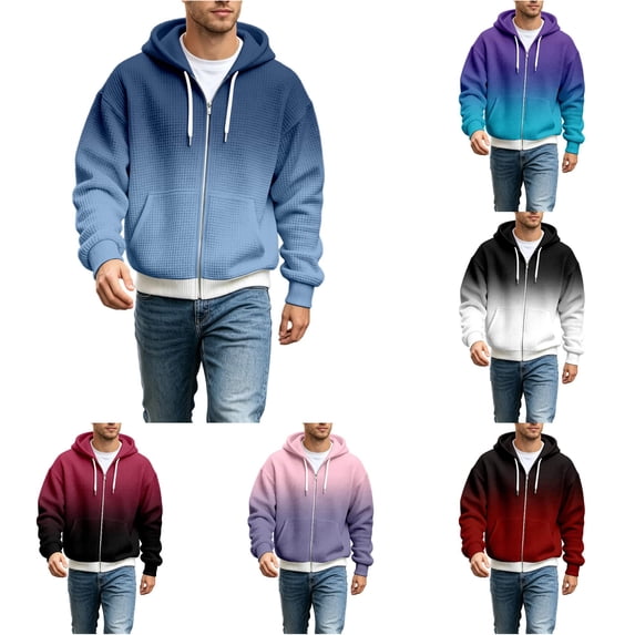 Afdoent Hoodies for Men Cozy Gradient Knit Hoodie for Lightweight Casual Pullover with Front Pocket Streetwear
