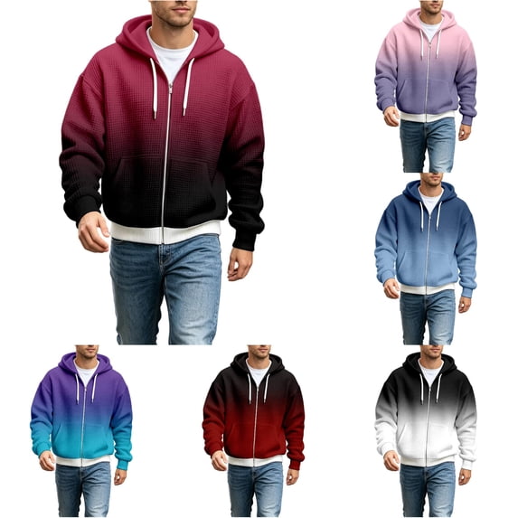 Afdoent Hoodies for Men Cozy Gradient Knit Hoodie for Lightweight Casual Pullover with Front Pocket Streetwear