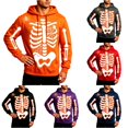 thumbnail image 1 of Afdoent Hoodies for Men Halloween Skeleton Print Hooded Sweatshirt Long Sleeve Pullover Casual Streetwear, 1 of 4