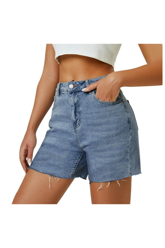 Jean Shorts Womens High Waist Jean Shorts Wide Straight Leg Microelastic Long Denim Mom Shorts Vacation Clothes