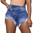 thumbnail image 1 of Afdoent Jean Shorts Womens Stylish Women's Denim Shorts With High Waisted Design For Daily Casual Wear Irregular Hemline Summer Comfy Trendy Beach Shorts, 1 of 6