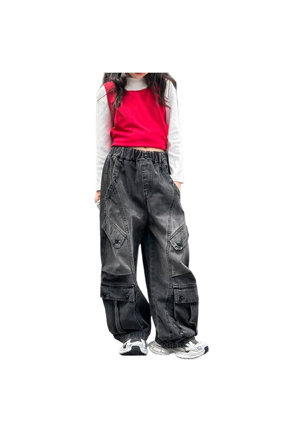 Jeans For Girls Cargo For And Fall Fashionable Hop Street Dance Trousers For Big Kids And Tweens Comfortable 5-6 Years