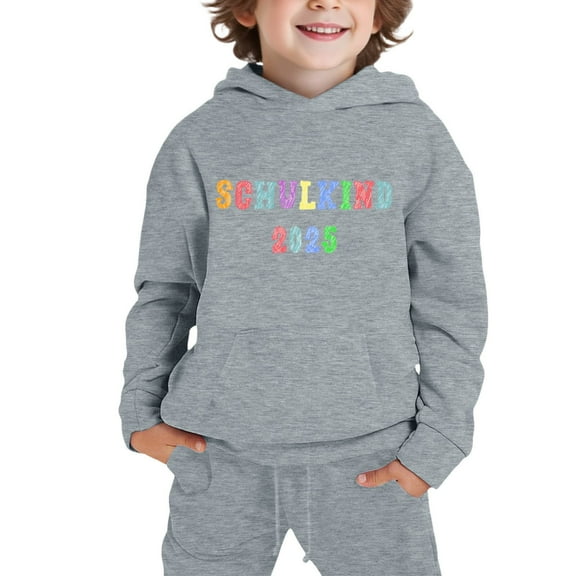 Afdoent Kid Boys Clothes Outfits Hooded Sweatshirt Set For Kids For Daily Wear Stylish Print Design Comfortable 7-8 Years