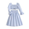 thumbnail image 1 of Afdoent Kid Girls Clothes Kids Stylish Striped Long Sleeve Top With Skirt Two Piece Outfit For Girls Autumn Fall Outfits 7-8 Years, 1 of 9