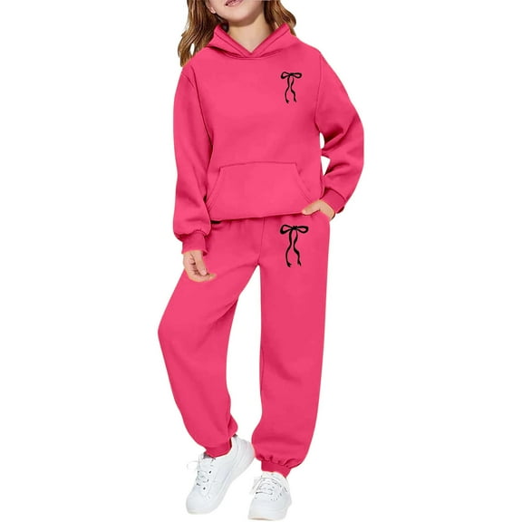 Afdoent Kid Girls Clothes Letter Print Hoodie And Pants Casual Fashion Two Piece Outfit Comfortable Daily Wear Cute Toddler Soft Blend Jogger Style 10-11 Years
