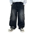 thumbnail image 1 of Afdoent Kids Baggy Jeans Boys Wide Leg Elastic Waist And Multiple Pockets Cargo Trousers Jeans Denim Pants For Children 5-6 Years, 1 of 9
