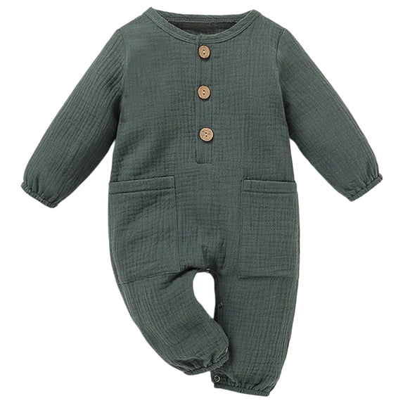 Afdoent Kids Boys Jumpsuit Baby Linen Romper Solid Color Casual Outfit With Patch Pockets Comfortable Soft Playwear For Toddler Leisure Toddler Boy Clothes