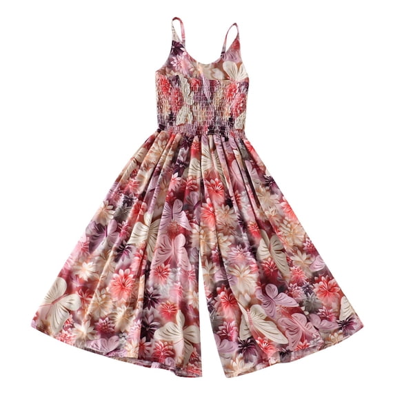 Afdoent Kids Jumpsuits For Boys Girls Spaghetti Straps Summer Sleeveless Casual Bodysuit Loose Pants Wide Leg Fashion Holiday Romper Lovely Girl Clothes