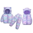 thumbnail image 1 of Afdoent Kids Toddler Girls Clothing Set Boys Winter Long Sleeve Solid Color Warm Tops Pants Vest 3Pcs Outfits Clothes Set 4-5 Years, 1 of 3