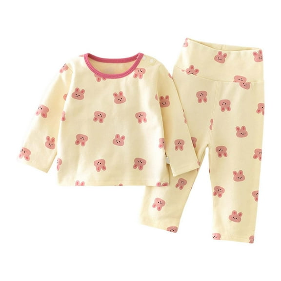 Afdoent Kids Toddler Girls Clothing Set Crew Neck Printed Long Sleeve Crew Neck Base Set For Boys And Girls 2-3 Y