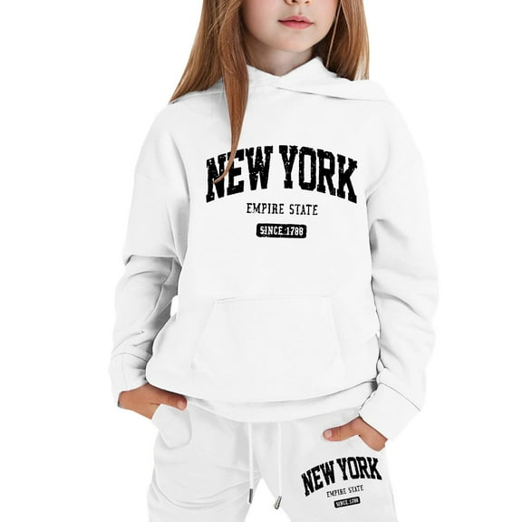 Afdoent Kids Toddler Girls Clothing Set Outfits Hoodies Letter Print Sweatshirt Stylish And Comfortable Everyday Wear 7-8 Years