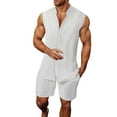 thumbnail image 1 of Afdoent Men's 2 Piece Short Set Mens Casual Suits For Everyday Wear Sleeveless Shirt And Shorts Set With Stripes For Spring And Summer Beach Clothes Comfortable, 1 of 9