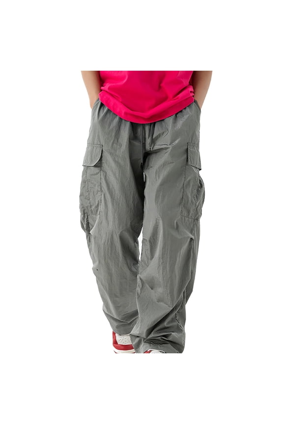 Men's Casual Pants Male Metallic Casual Pants Loose Micro Crease Cargo Pants Relaxed Fit