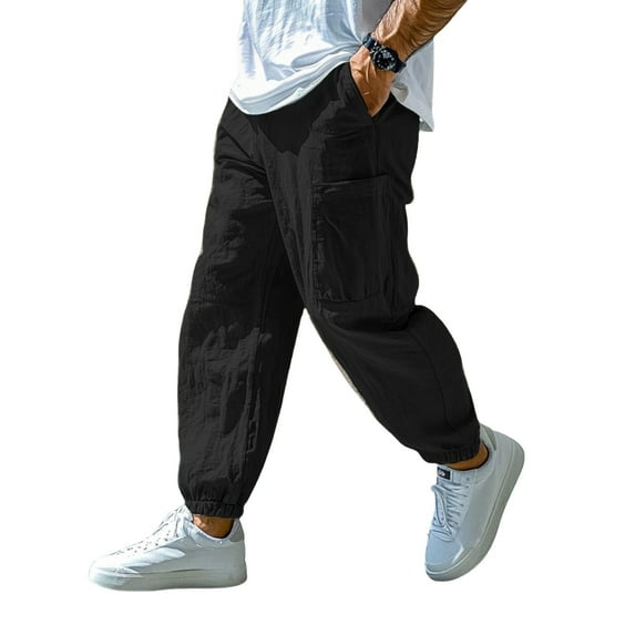 Afdoent Men's Casual Pants Men's Linen Casual Pants Breathable Comfortable Lightweight Relaxed Fit Trousers For Daily Wear And Outdoor Activities Comfortable