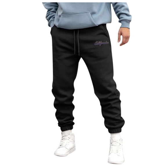 Afdoent Men's Casual Pants Mens Autumn Winter High Street Fashion Leisure Loose Sports Outdoor Running Sweater Pants Trousers Streetwear