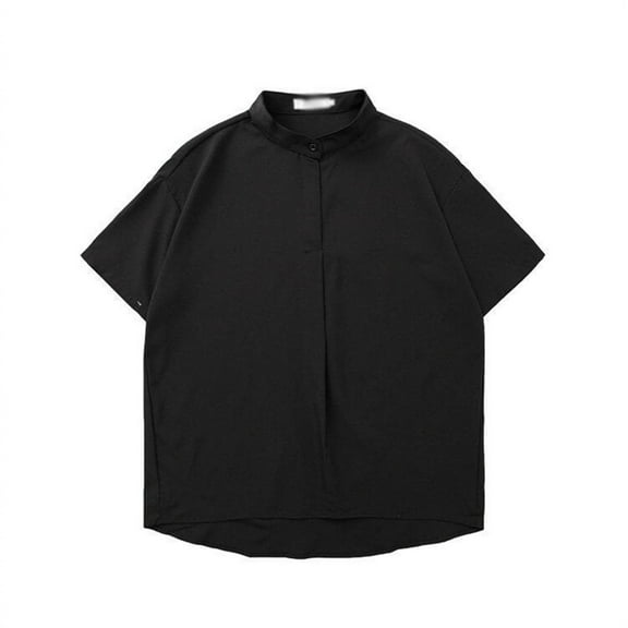 Afdoent Men's Casual Shirts 2025 Summer Male Plus Size Casual Short Sleeve Stand Collar Shirt Casual Vacation Top